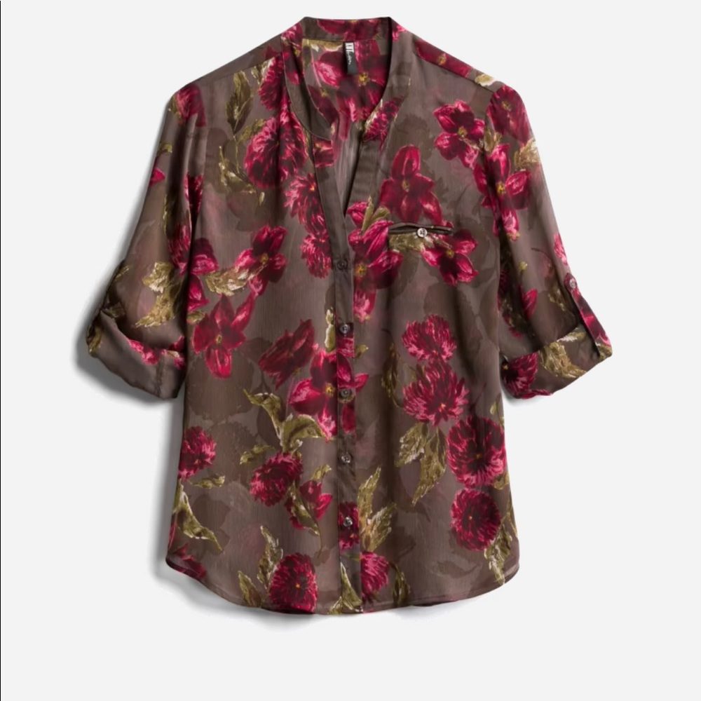 Kut From The Kloth Gray Floral Button Up Sinclaire
